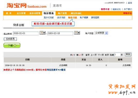 淘寶直通車操作-如何查看財務日報表