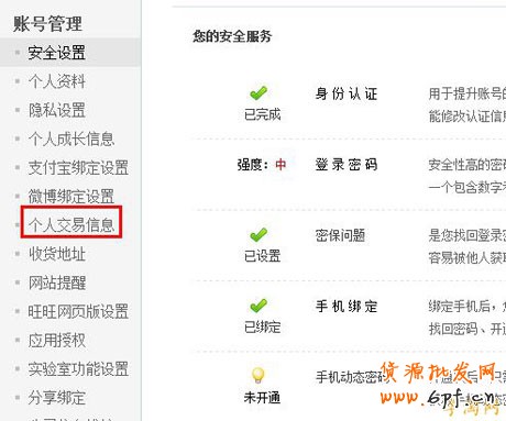 個人交易信息